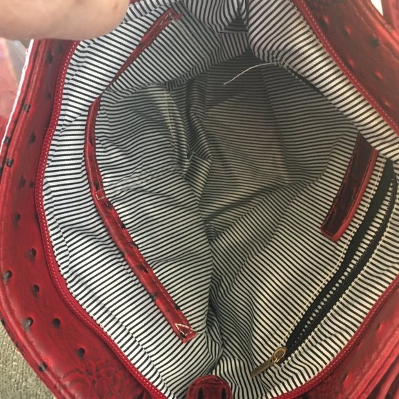 Red Croc Faux Leather Shoulder Bag Cross Body Shoulder Purse Cell Pocket Zipper - Picture 11 of 11